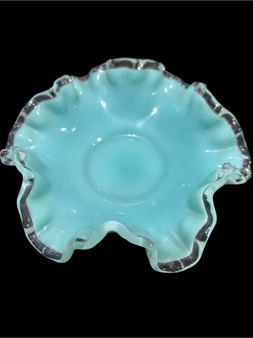 Fenton Turquoise Silver Crest Candy Dish